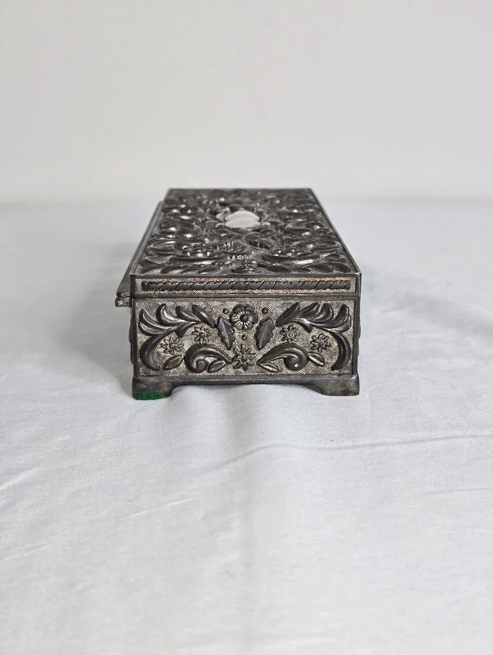 VTG 1992 Jewelry Box Godinger Silver Floral Ornate Baroque Rectangular